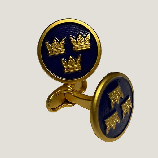 Manschettknapp m emalj, Tre kronor