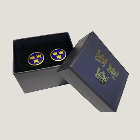 Manschettknapp m emalj, Tre kronor